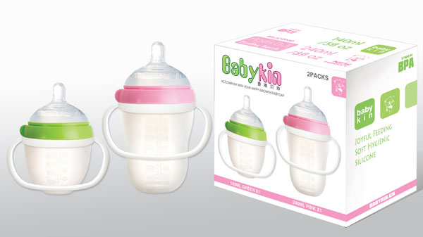 BabyKin带手把婴儿奶瓶两只装(140ml+240ml)