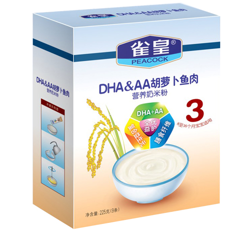 雀皇225g胡萝卜鱼肉营养奶米粉(3段)