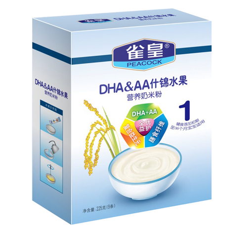雀皇225g什锦水果营养奶米粉(1段)