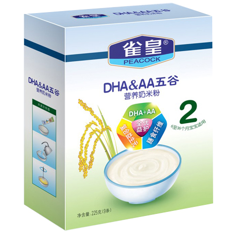 雀皇225g五谷营养奶米粉(2段)