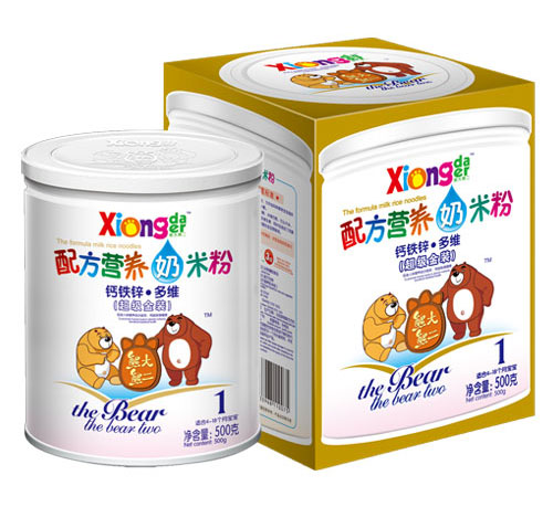 熊大熊二钙铁锌多维配方营养奶米粉