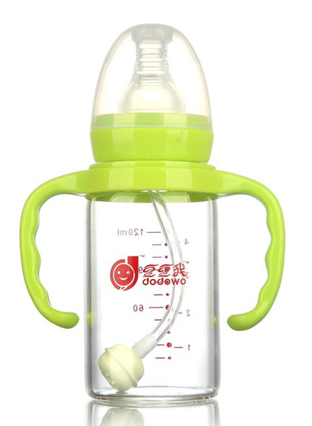 豆豆我120ml标口带柄玻璃奶瓶