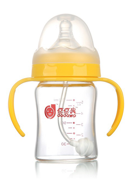 豆豆我150ml宽口带柄玻璃奶瓶