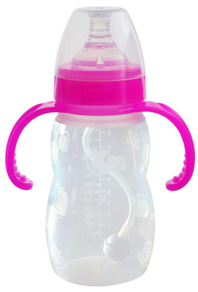 优恩枚红色硅胶奶瓶260ml