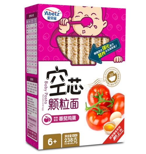 爱贝滋番茄鸡蛋空芯颗粒面