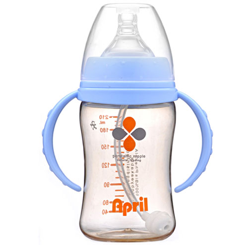 爱普丽PPSU宽口弧形奶瓶210ml蓝色