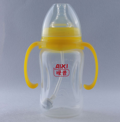 嗳昔带手柄婴幼儿奶瓶黄色