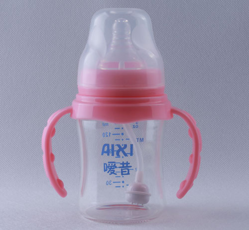嗳昔直身型婴儿奶瓶粉色150ml