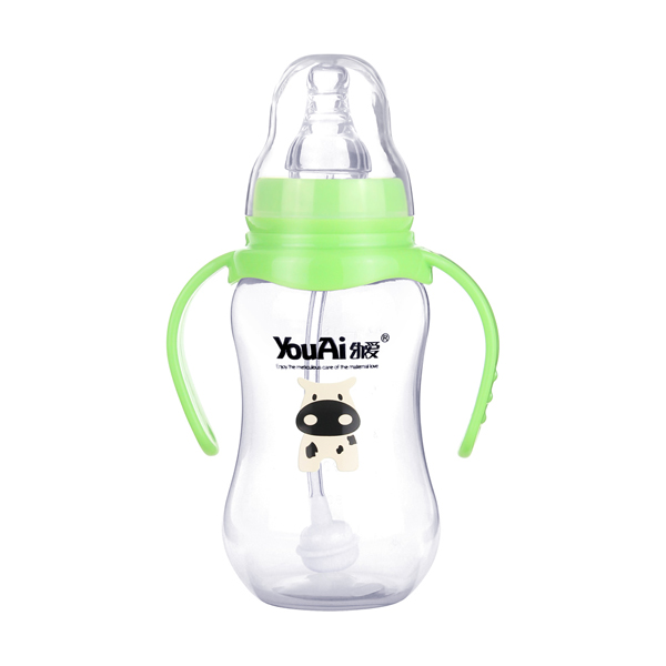 幼爱PP标口带柄自动吸葫芦奶瓶180ml