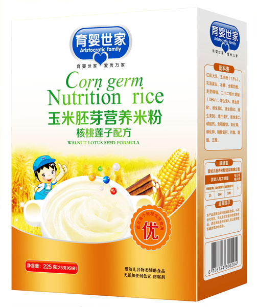 育婴世家核桃莲子配方玉米胚芽营养米粉盒装
