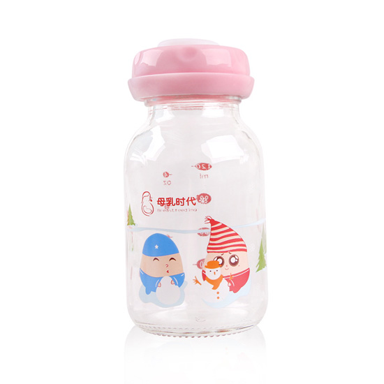 母乳时代卡通玻璃标口母乳储存瓶120ML