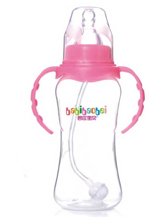 芭芘宝贝标口径双柄自动PP奶瓶红色250ml