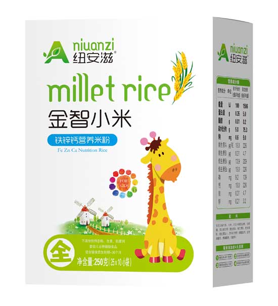 纽安滋铁锌钙金智小米营养米粉全段(盒)