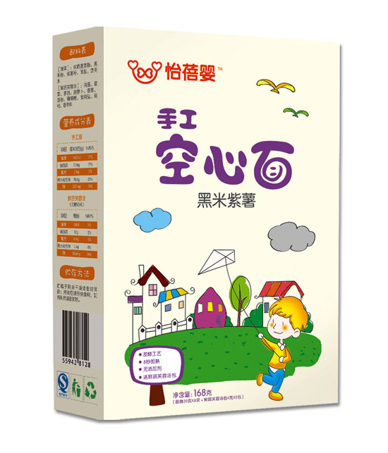怡蓓婴黑米紫薯手工空心面