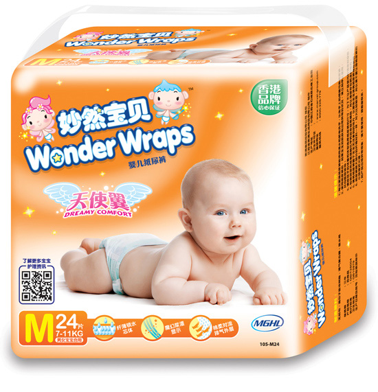 妙然宝贝天使翼婴儿纸尿裤M码24片