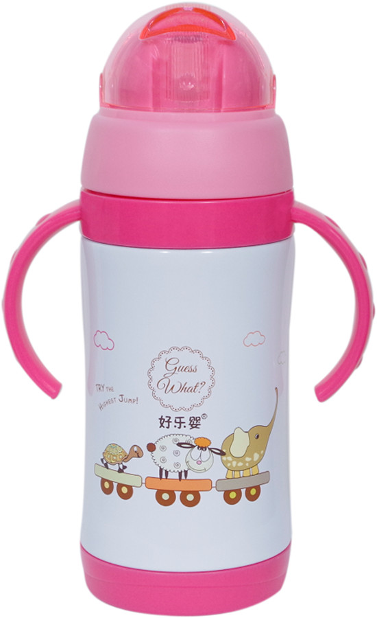 好乐婴双柄水杯圆盖红色