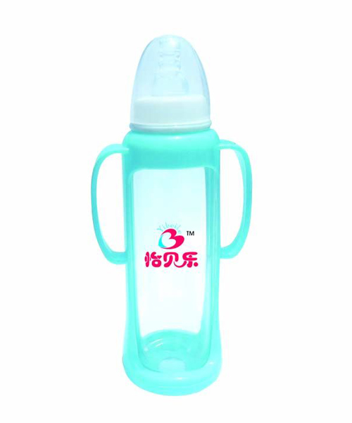 怡贝乐标口带手柄玻璃奶瓶