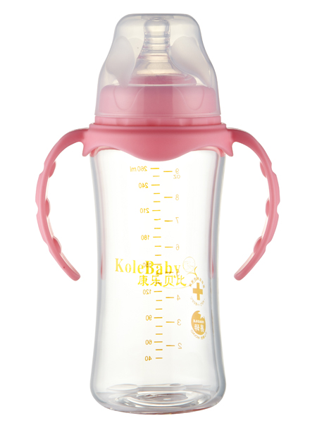康乐贝比晶钻高硼硅玻璃宽口弧形奶瓶260ML