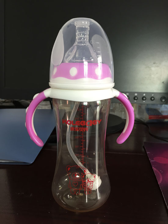 康乐贝比PPSU婴幼儿奶瓶粉白色