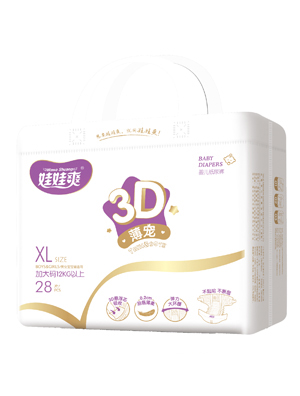 娃娃爽3D薄宠婴儿纸尿裤中包XL28